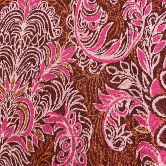 Anthropologie Shirt Womens Small Red Motif Demeter Paisley Tee Sparkle Metallic - Picture 6 of 16